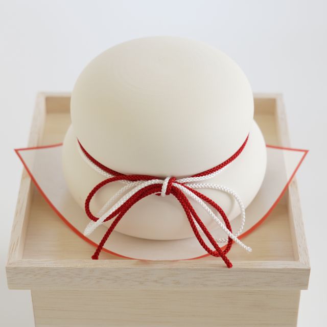 京ちりめん橙付き　とうきの鏡餅飾り 大（木箱タイプ）日本製