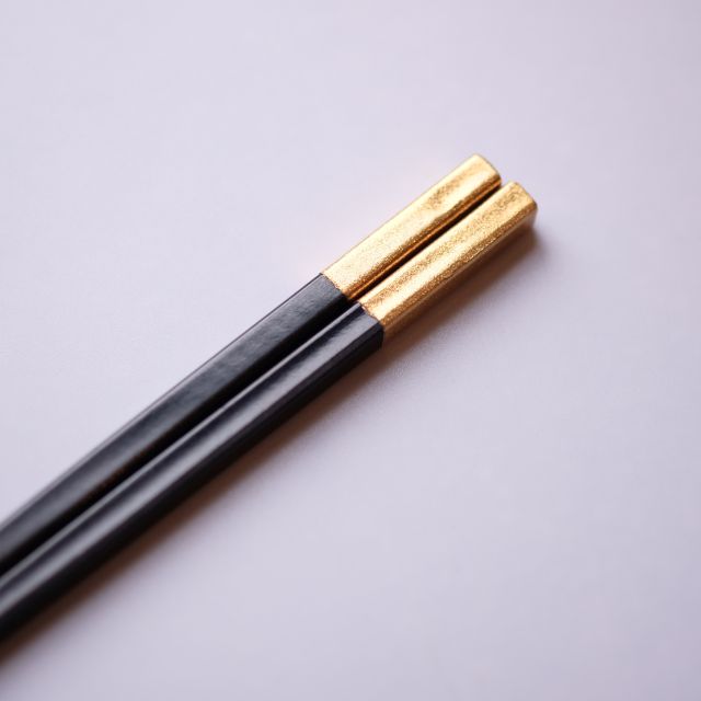 和洋中先丸箸 ２５cm　黒/金