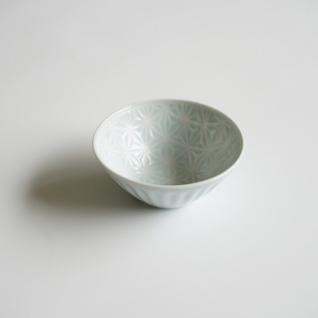 波佐見焼　麻の葉（ブルー）ボウルS　５個セット