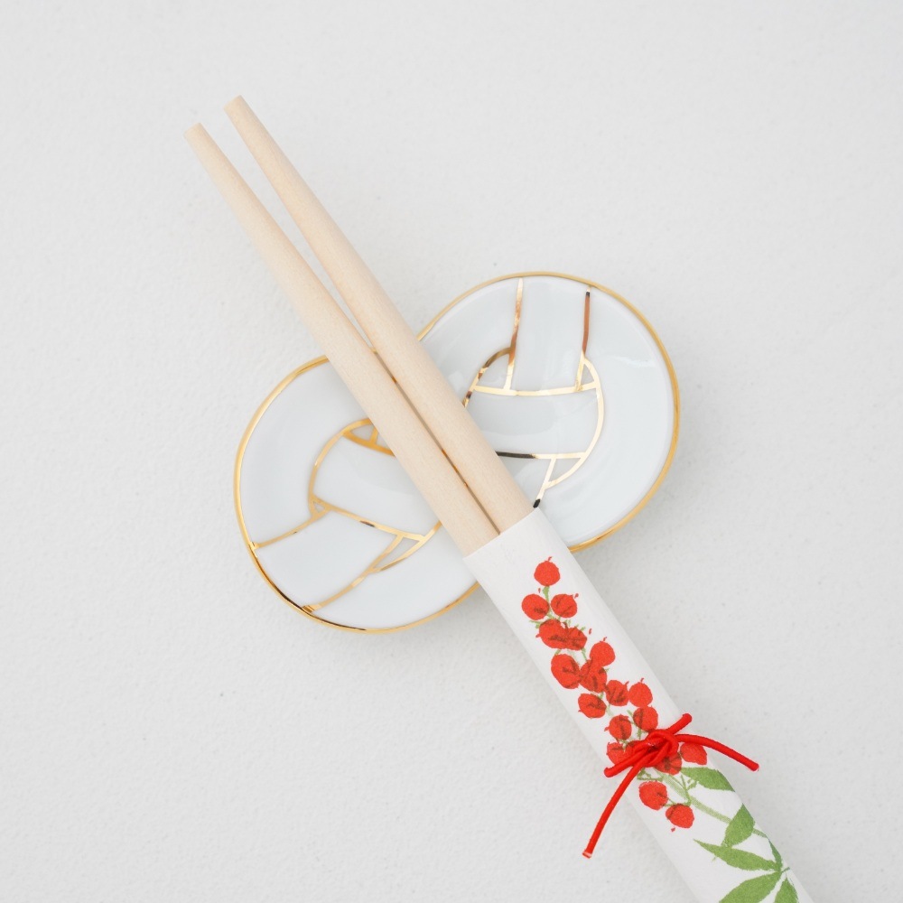 有田焼　金線あわじ結び　箸置