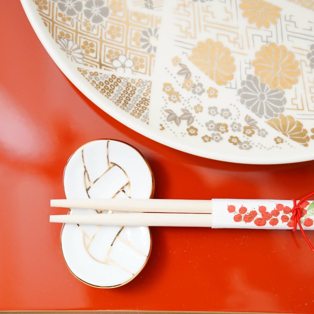 有田焼　金線あわじ結び　箸置