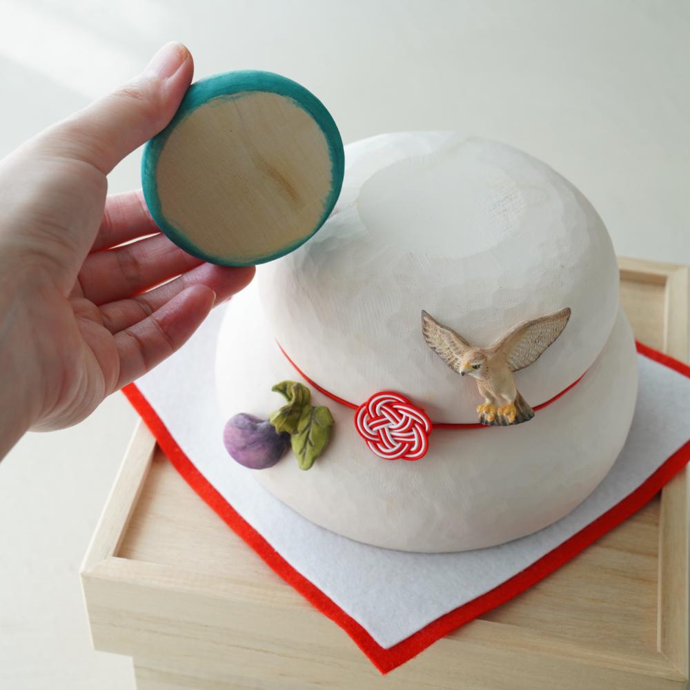 初夢木彫り鏡餅 一富士二鷹三茄子｜ 四季折々のおしゃれな和食器