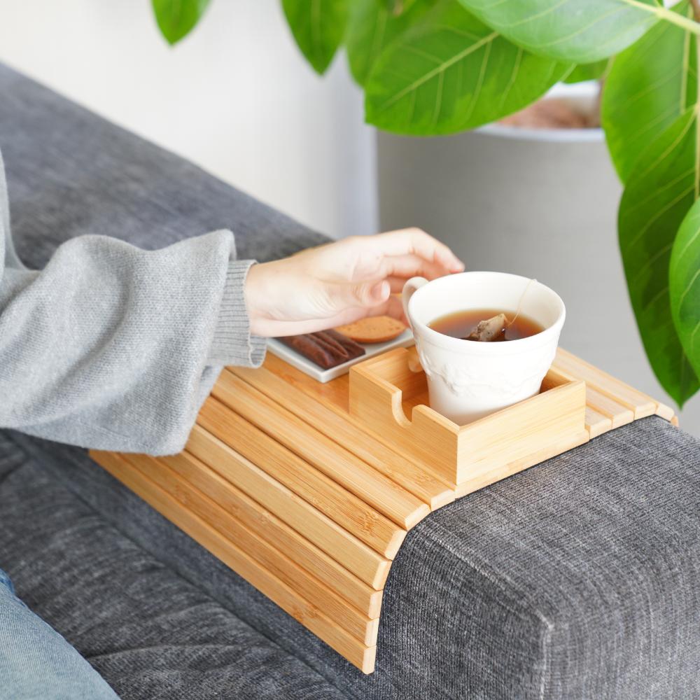 【予約/2月上旬出荷】折り畳み式 木製ソファアームレストレイ