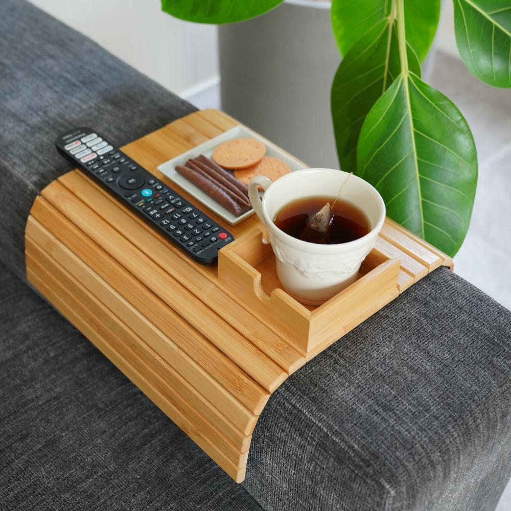 【予約/2月上旬出荷】折り畳み式 木製ソファアームレストレイ