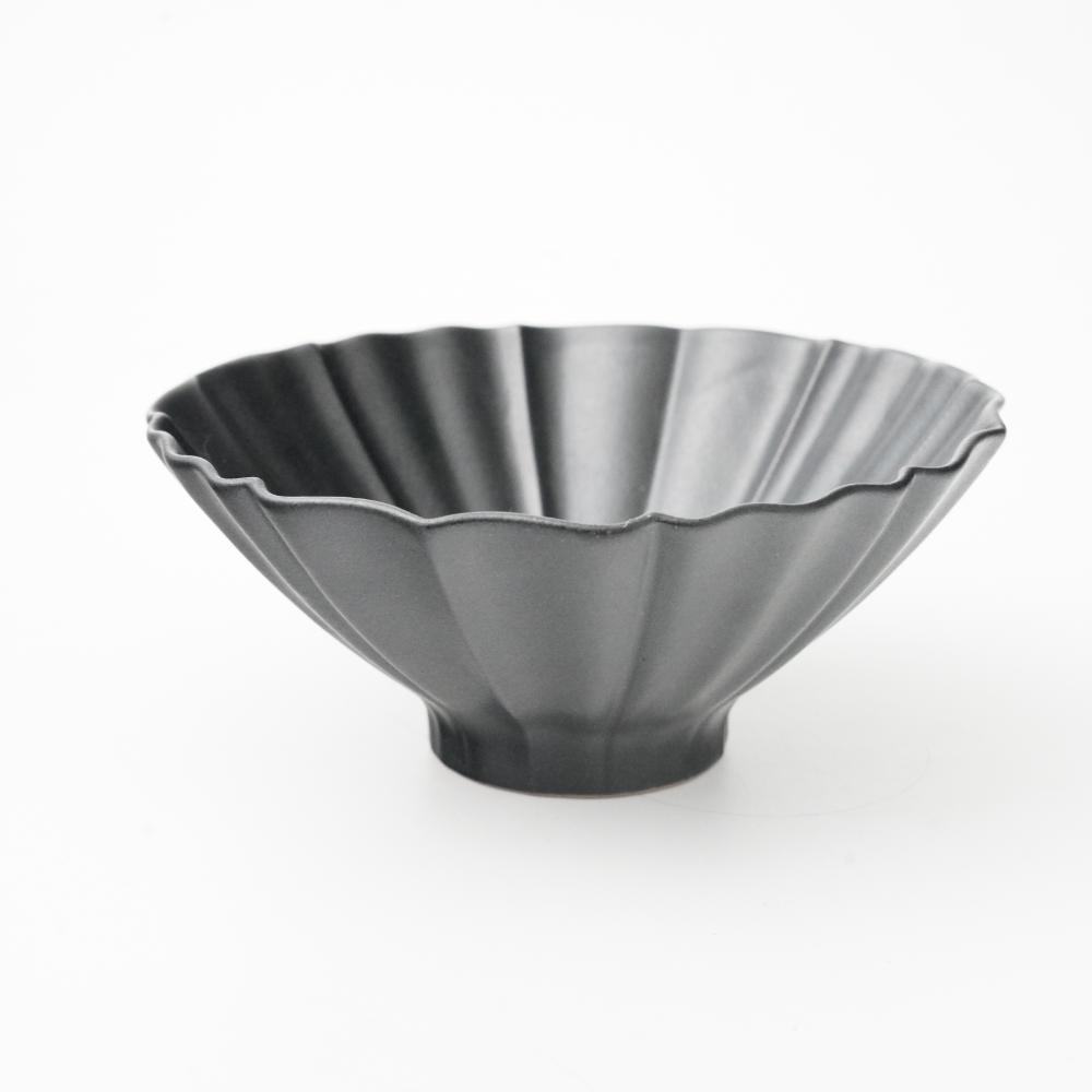 稜花ごはん茶碗（墨）