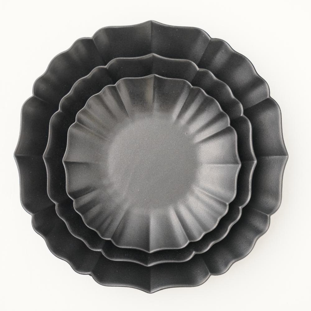 稜花ごはん茶碗（墨）