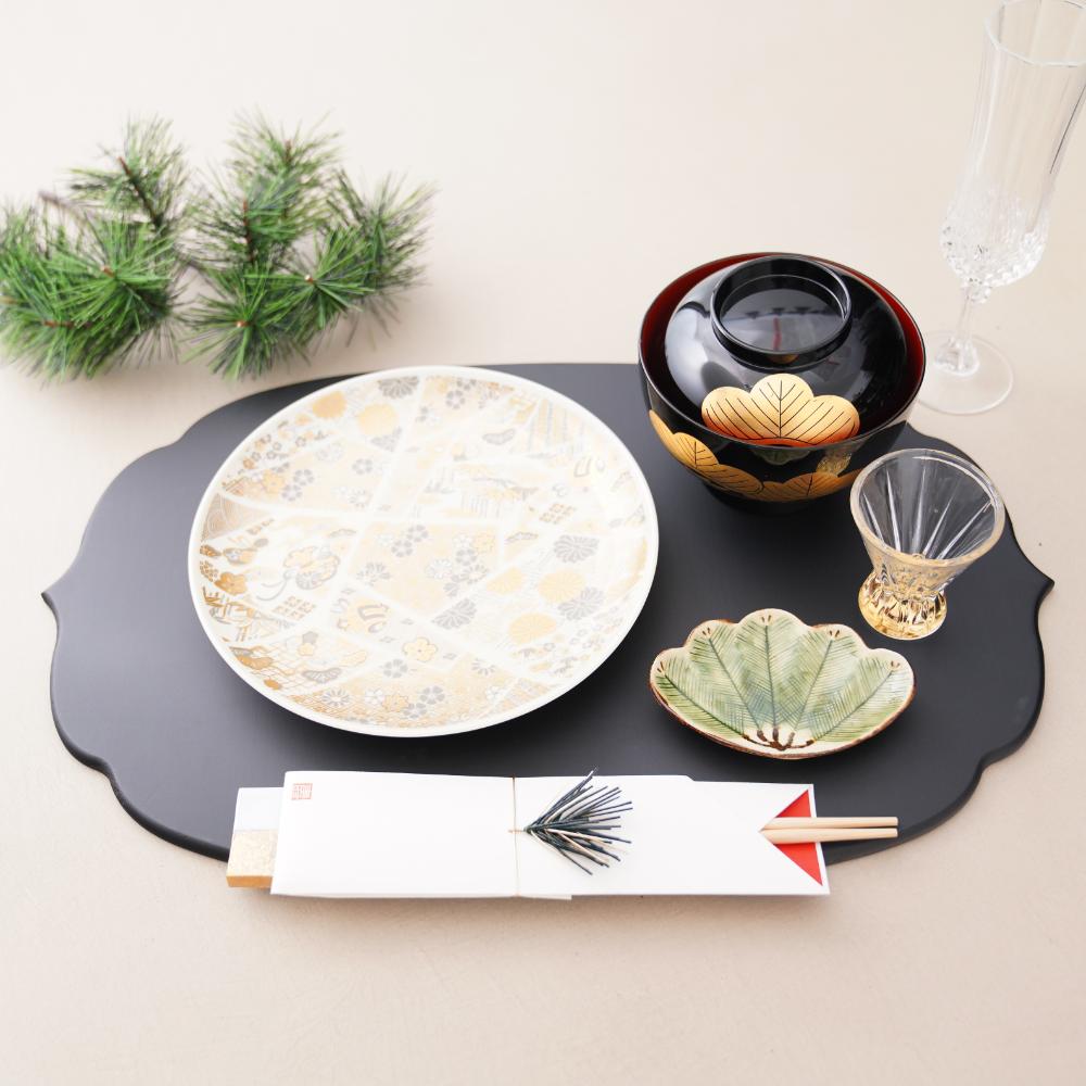 【アウトレット】越前漆器 稜花木製折敷 金 48cm×30cm