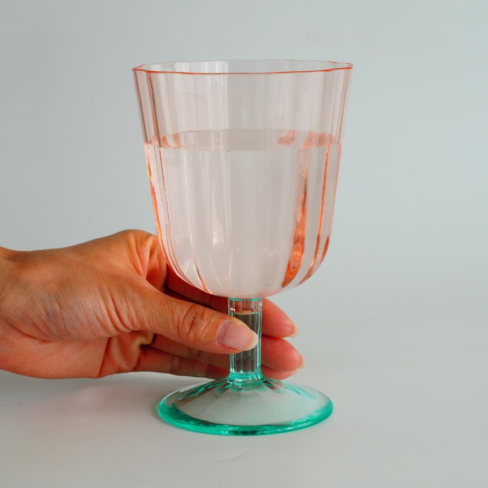 シンプルスカロップ ゴブレットグラス 500ml （MS樹脂製）ブルー