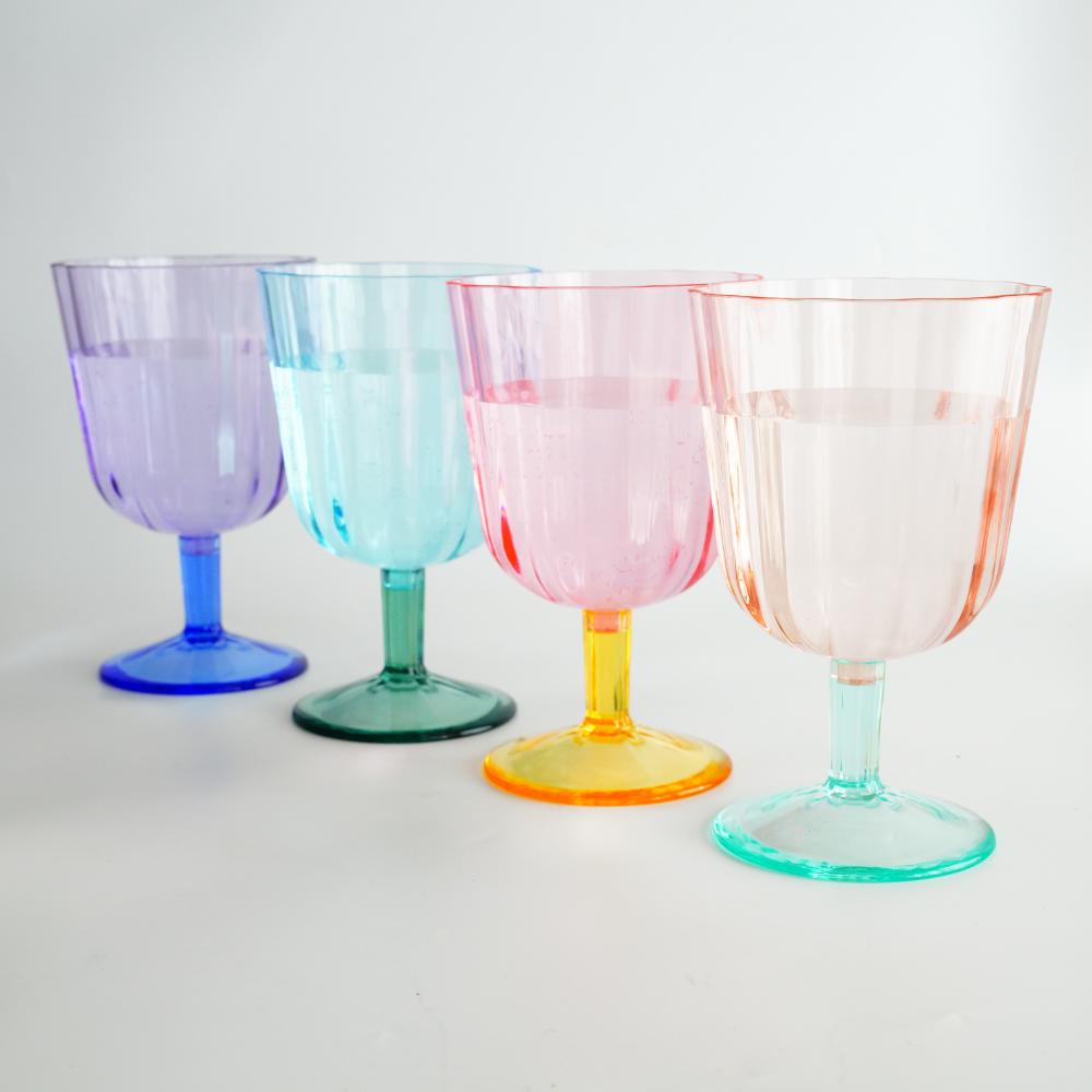 シンプルスカロップ ゴブレットグラス 500ml （MS樹脂製）ブルー