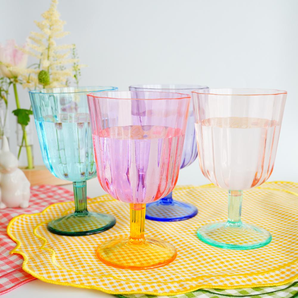 シンプルスカロップ ゴブレットグラス 500ml （MS樹脂製）ブルー