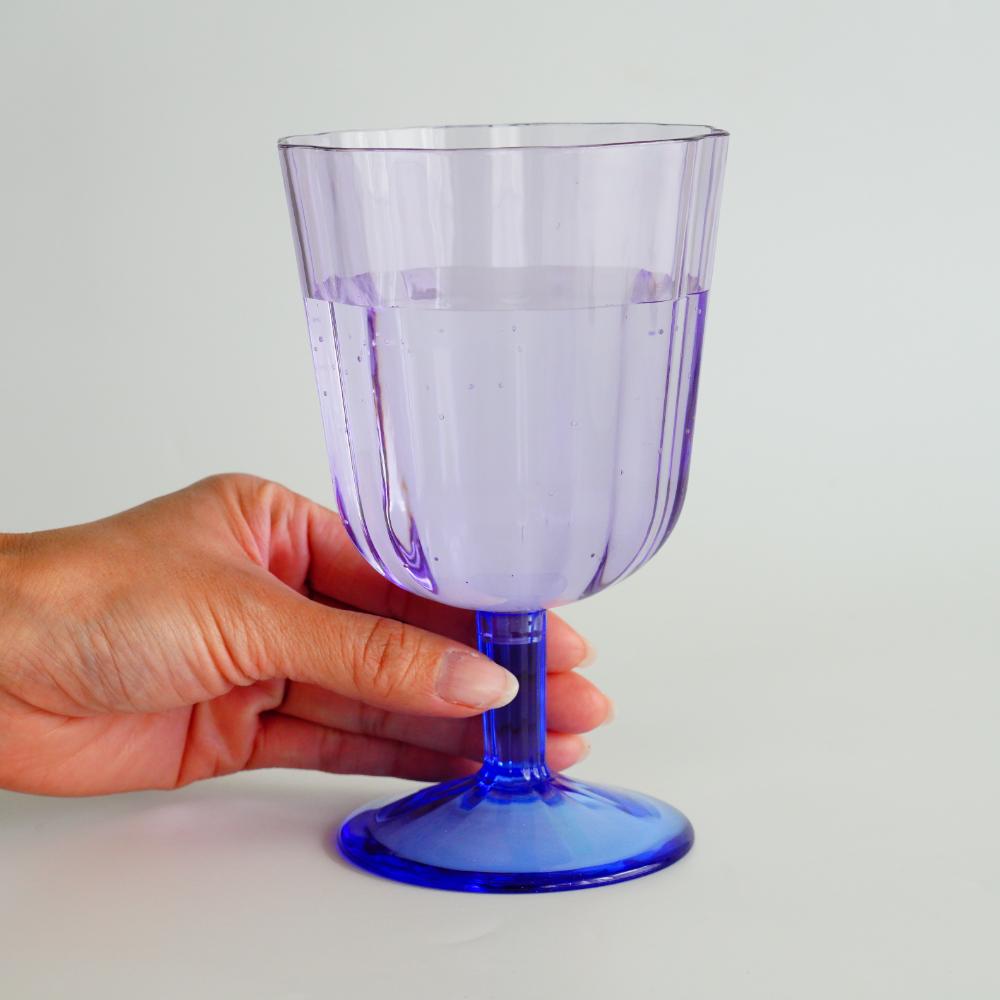 シンプルスカロップ ゴブレットグラス 500ml （MS樹脂製）ブルー