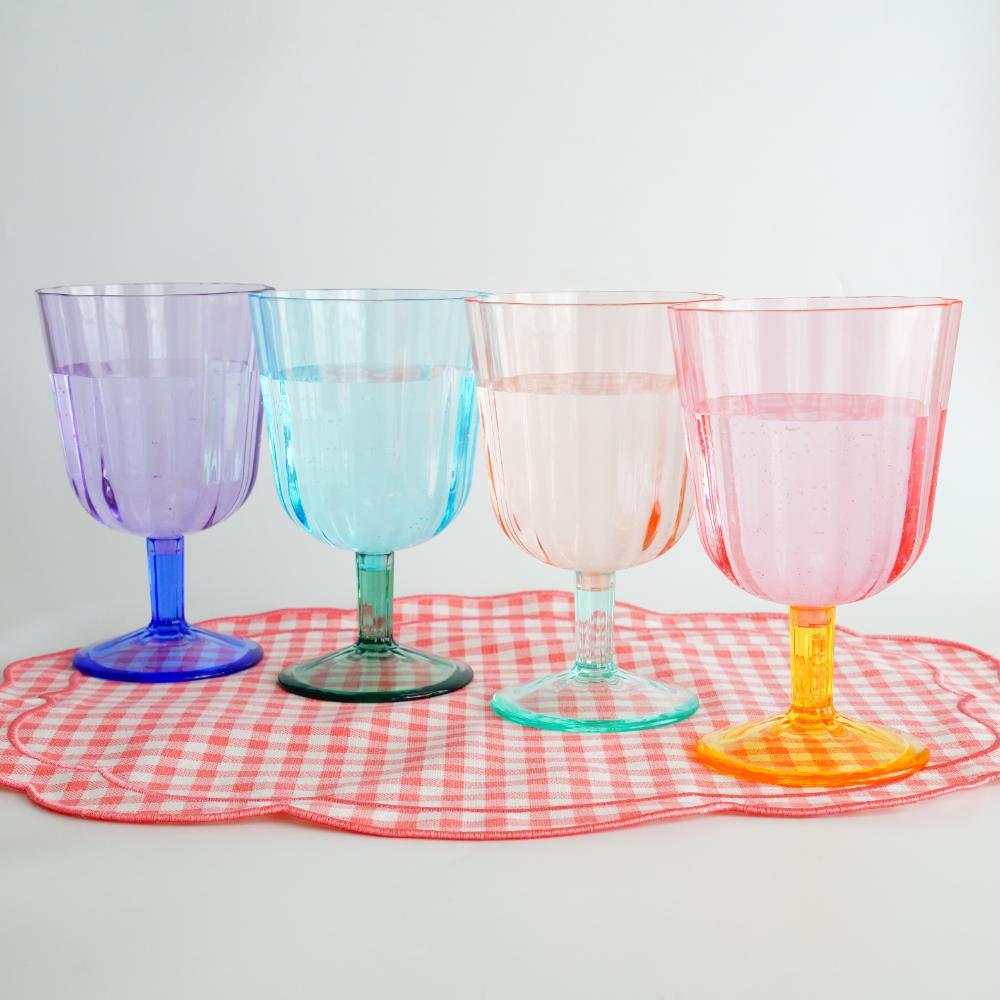 シンプルスカロップ ゴブレットグラス 500ml （MS樹脂製）ブルー