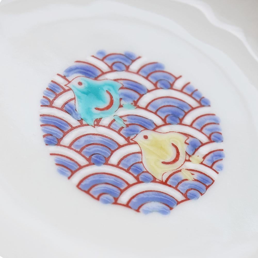 九谷焼 イラスト豆皿 青海波千鳥｜ 四季折々のおしゃれな和食器通販