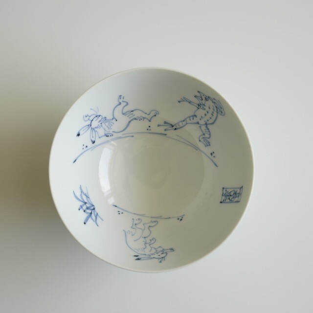 波佐見焼　高山寺　唐草彫飯碗　大