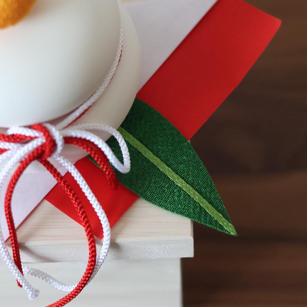 京ちりめん橙付き　とうきの鏡餅飾り 小（木箱タイプ）日本製