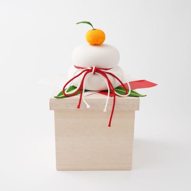 【早割/10月お届け】京ちりめん橙付き　とうきの鏡餅飾り 小（木箱タイプ）日本製