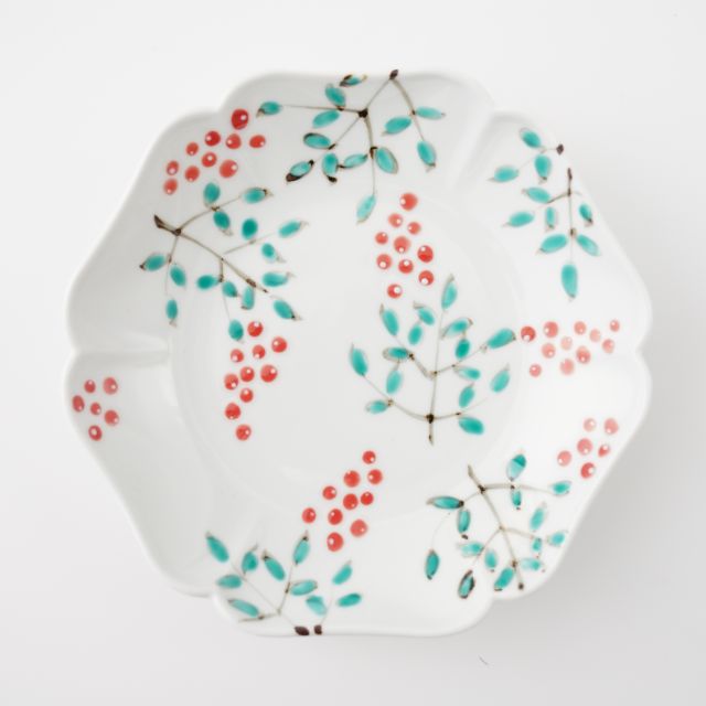 伊万里焼　染錦南天文　木甲和皿　FOURGRACEオリジナル