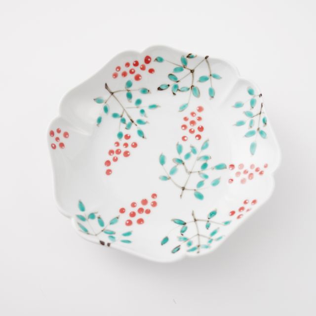 伊万里焼　染錦南天文　木甲和皿　FOURGRACEオリジナル