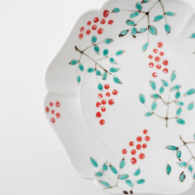 伊万里焼 染錦南天文 木甲和皿 FOURGRACEオリジナル ｜ 四季折々