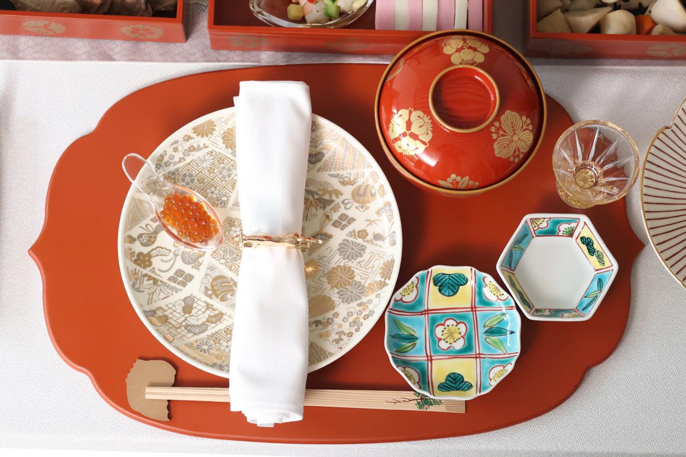 四季の花丸紋 雑煮椀 FOURGRACEオリジナル 柿朱