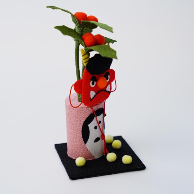 京ちりめん　手作り飾り　如月