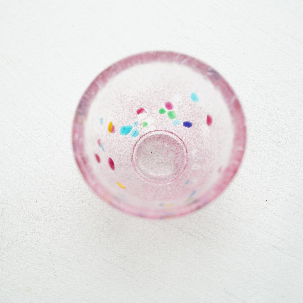 色ガラス 盃 ピンク