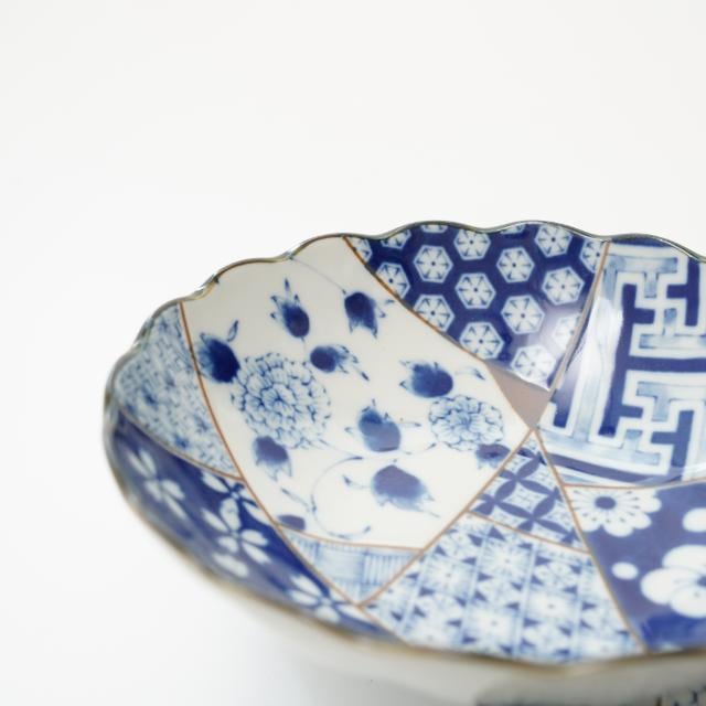 藍友禅 菊型5.5寸 浅鉢/取り鉢 ｜ 四季折々のおしゃれな和食器