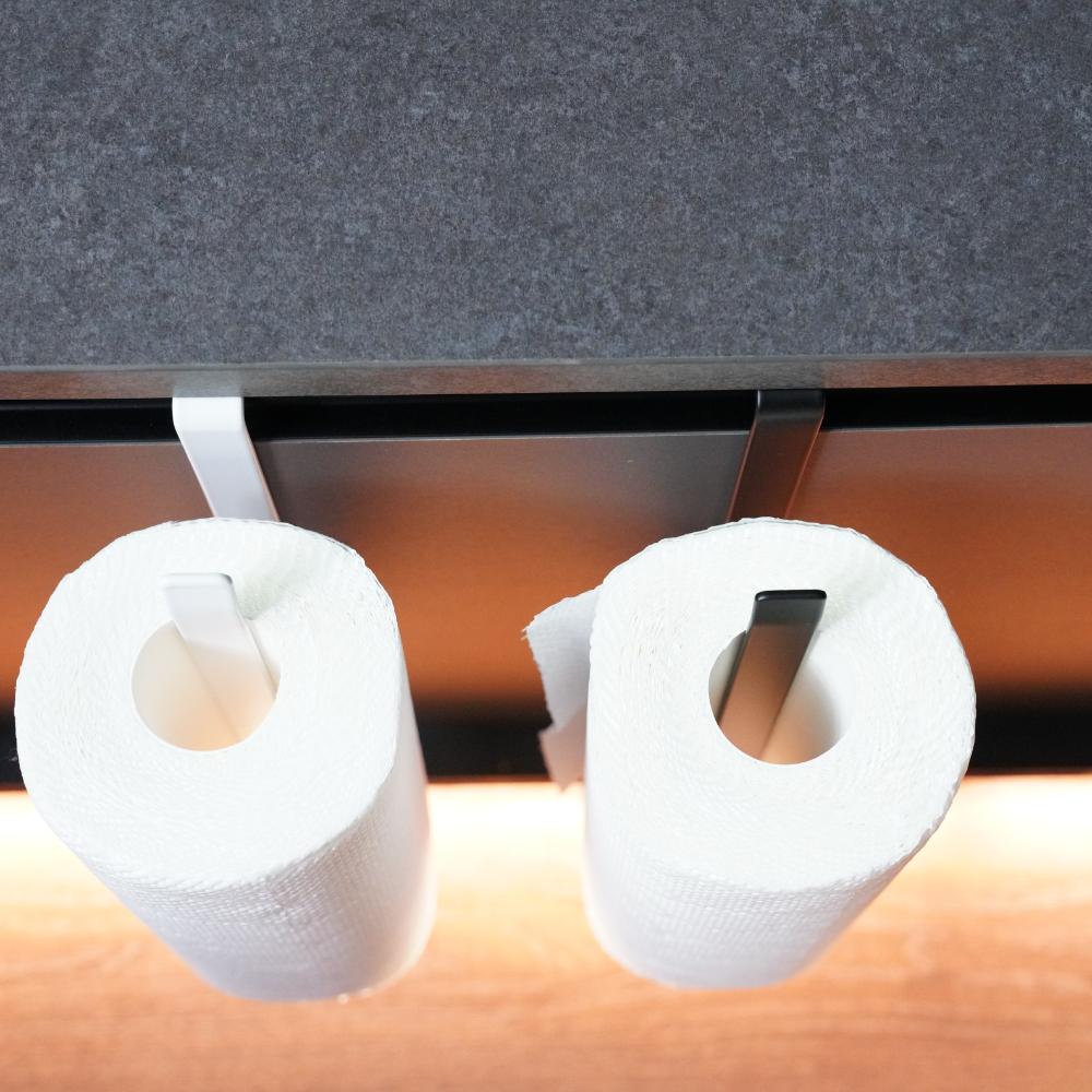 【アウトレット】キッチンペーパーホルダー　 (吊り下げ、吊戸棚、収納扉用）【ホワイト/ブラック】