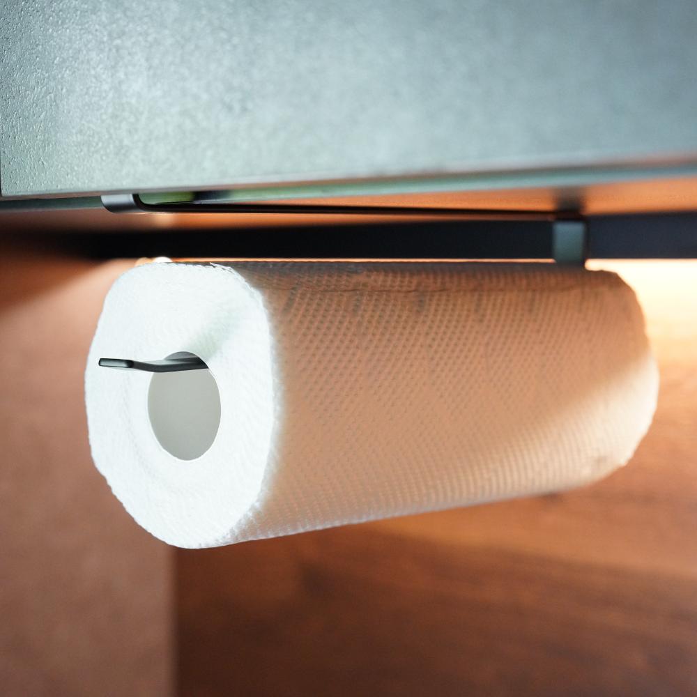 【アウトレット】キッチンペーパーホルダー　 (吊り下げ、吊戸棚、収納扉用）【ホワイト/ブラック】