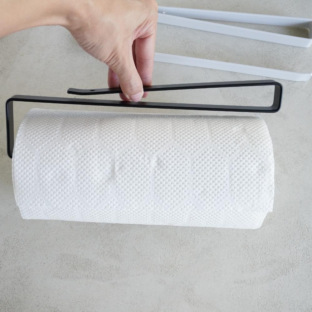 【アウトレット】キッチンペーパーホルダー　 (吊り下げ、吊戸棚、収納扉用）【ホワイト/ブラック】