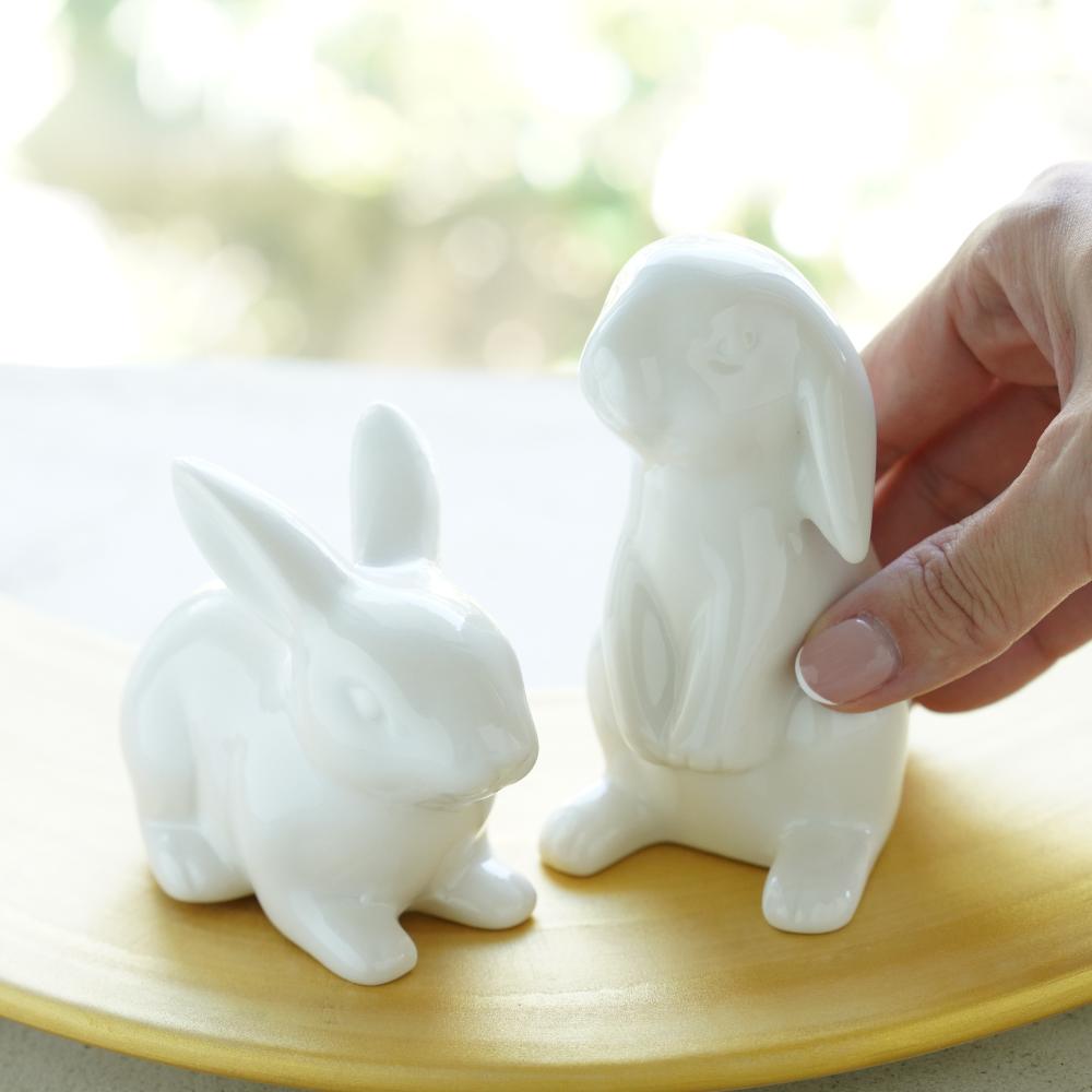 白のお飾りうさぎ2点セット