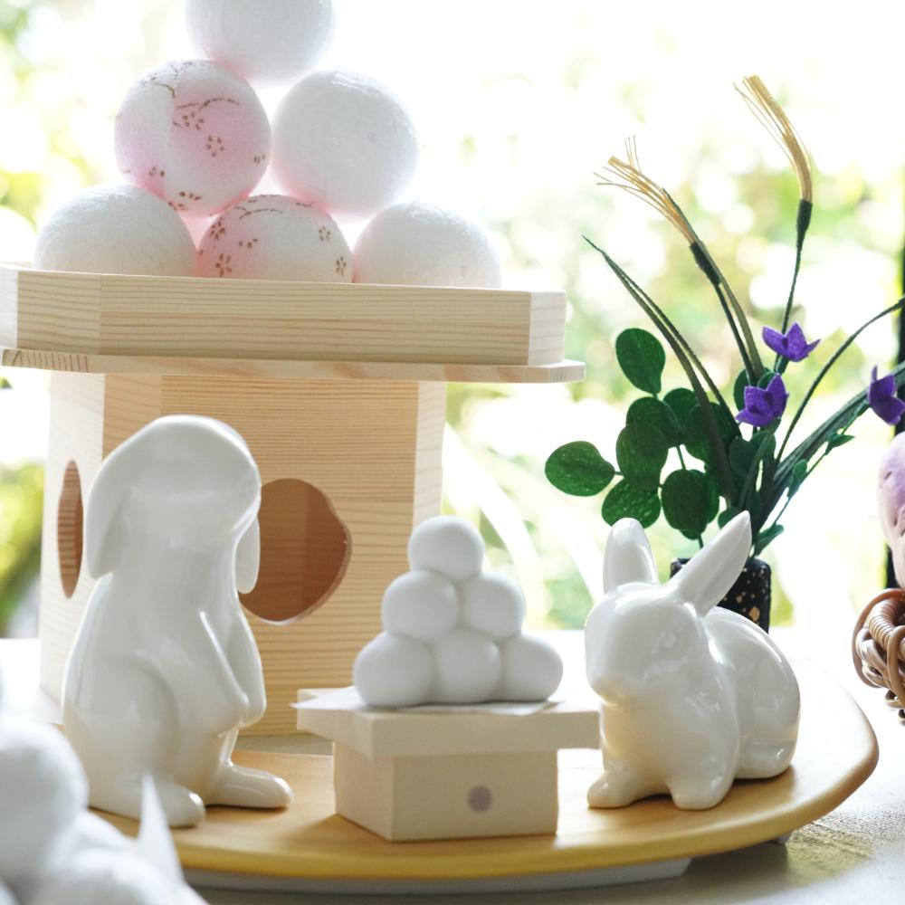 うさぎ　4点セット 白のお飾りうさぎ2点セット ｜ 四季折々のおしゃれな和食器通販サイト