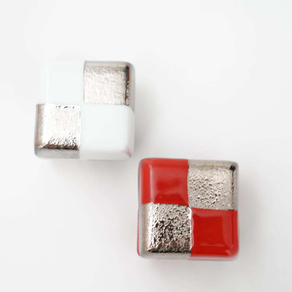 有田焼　箱型珍味　白銀市松