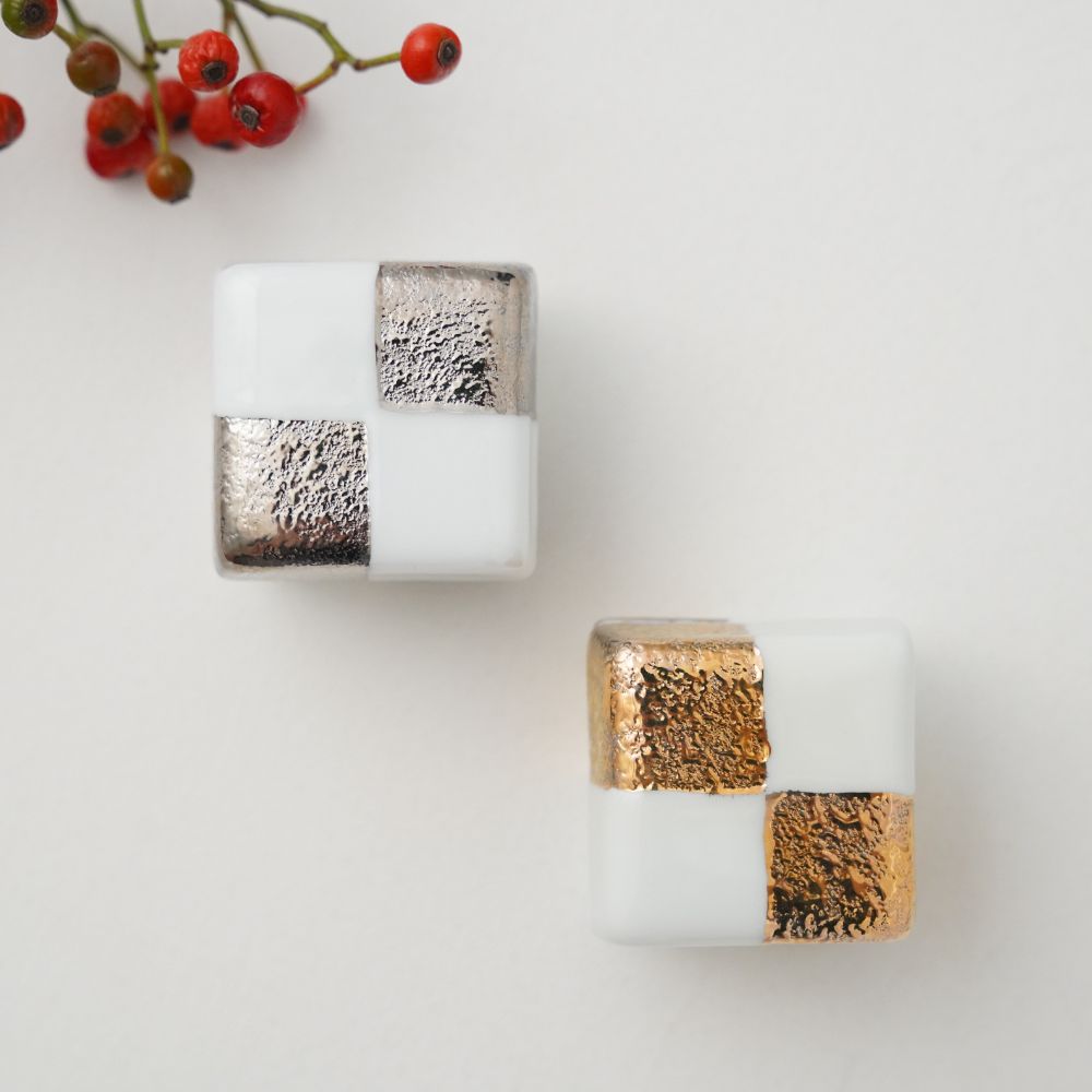 有田焼　箱型珍味　白銀市松