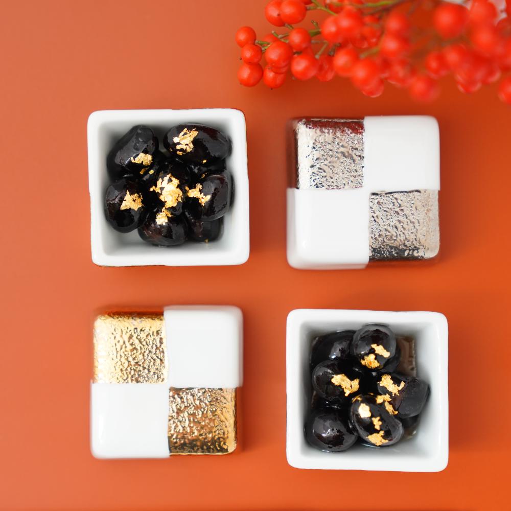 有田焼　箱型珍味　白銀市松