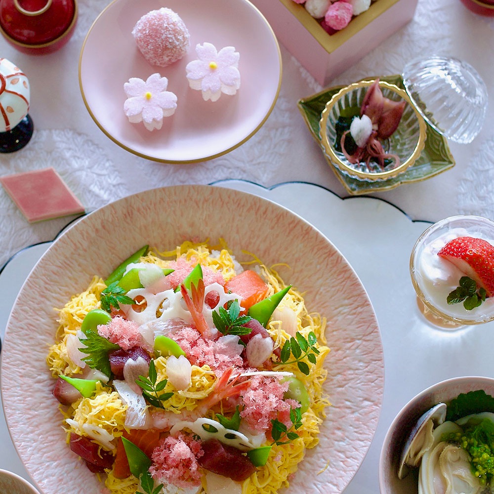 お雛祭り盛器 ペールピンク 縁金 FOURGRACEオリジナル