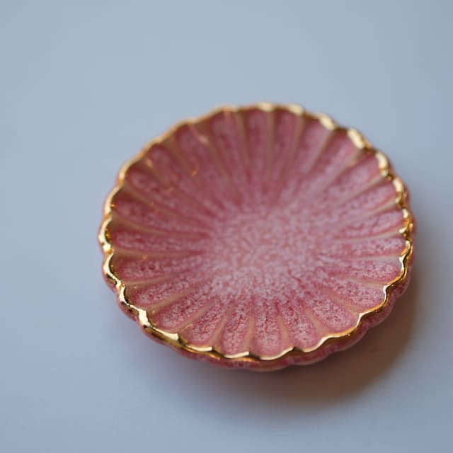 有田焼　紅ちりめん　菊豆豆皿