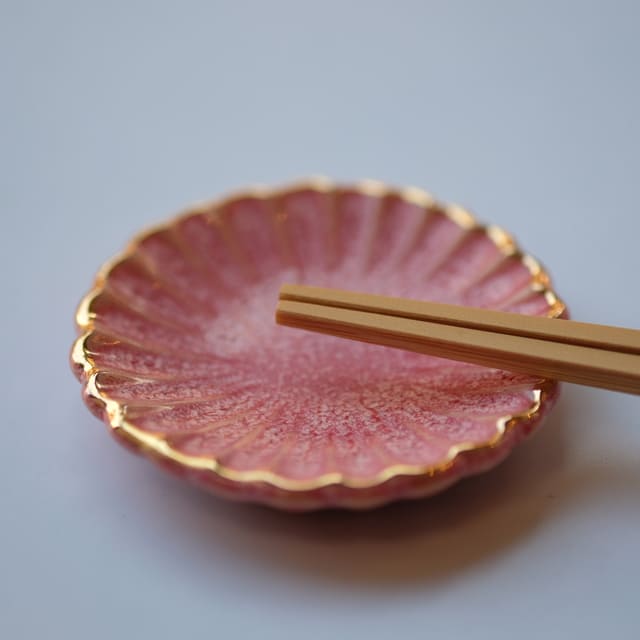 有田焼　紅ちりめん　菊豆豆皿