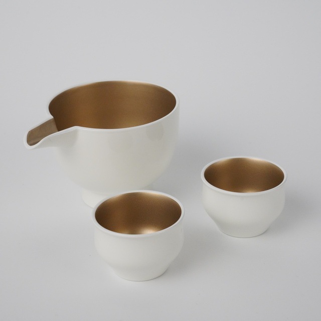 越前塗　酒器セットシャンパンゴールド（化粧箱入り）