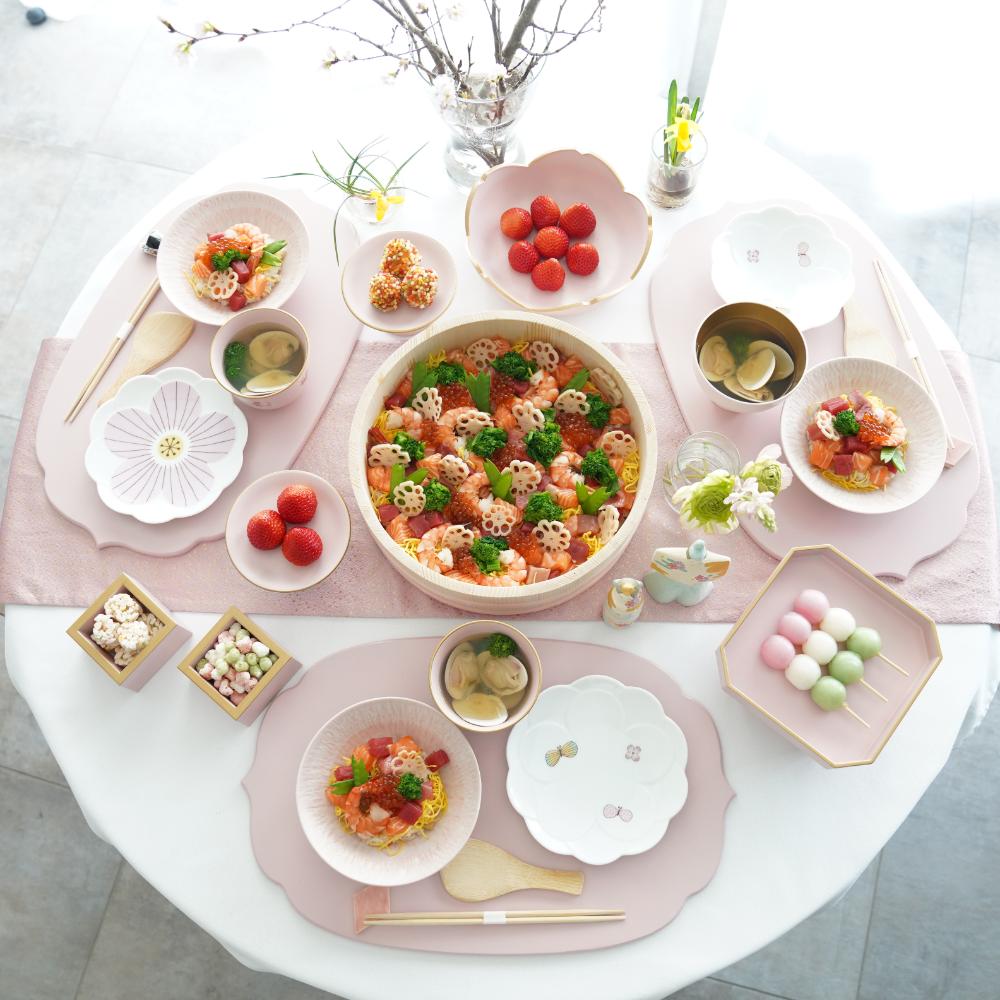 九谷焼 チョウ取り皿［ピンク］