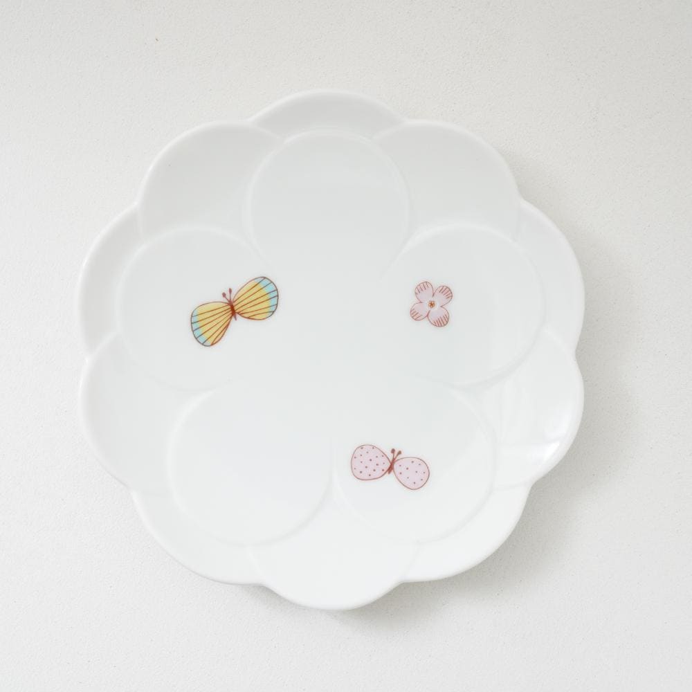 九谷焼 チョウ取り皿［ピンク］