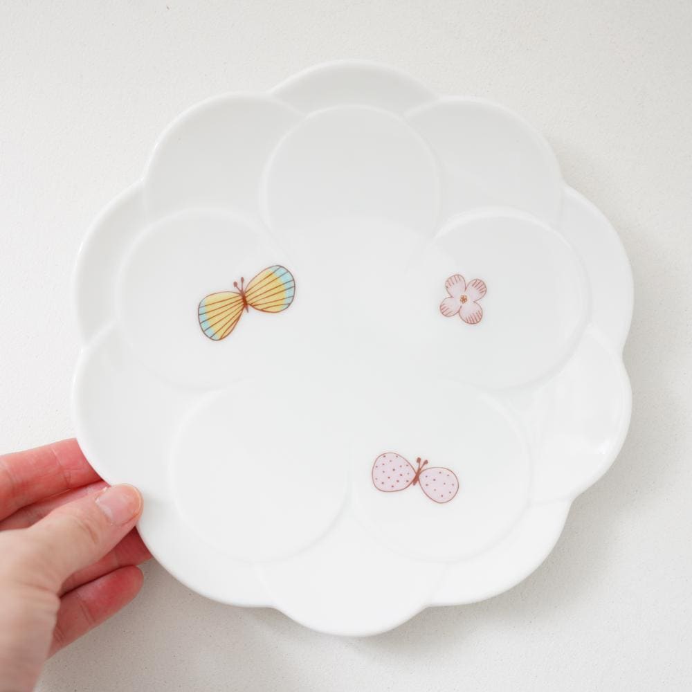 九谷焼 チョウ取り皿［ピンク］