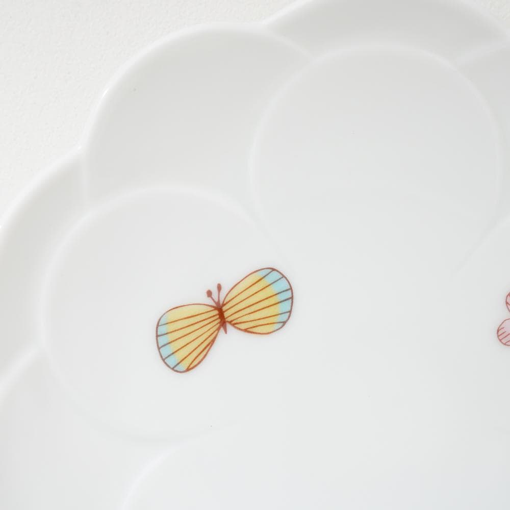 九谷焼 チョウ取り皿［ピンク］