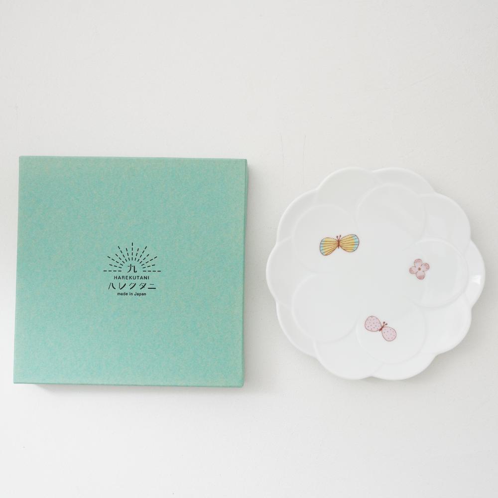 九谷焼 チョウ取り皿［ピンク］