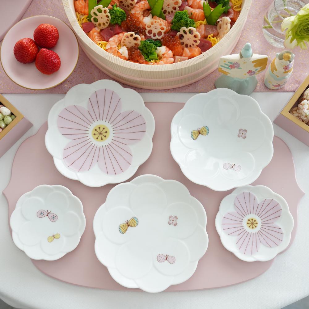 九谷焼 チョウ取り皿［ピンク］