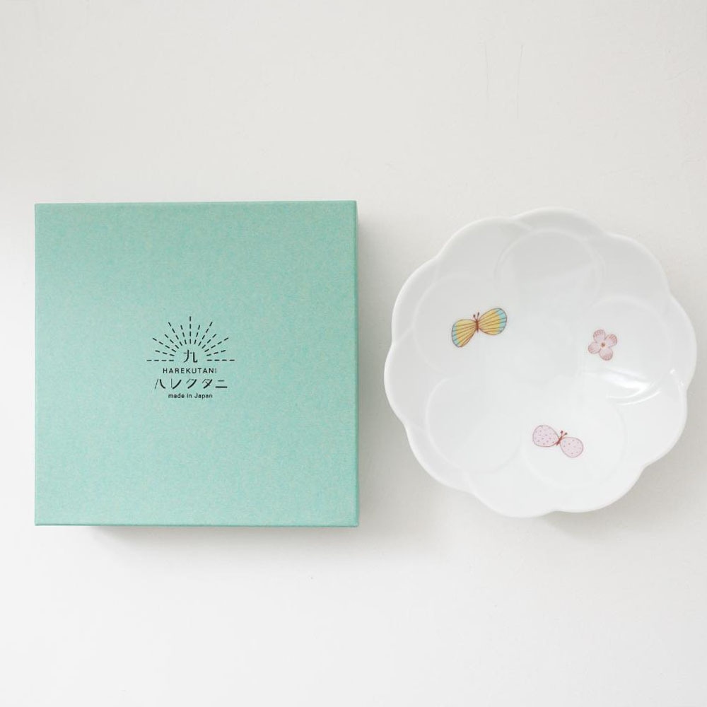 九谷焼 チョウ中鉢［ピンク］