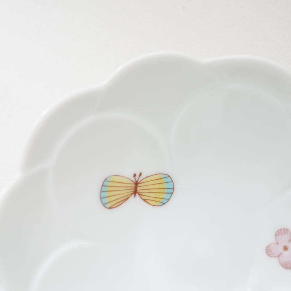 九谷焼 チョウ中鉢［ピンク］