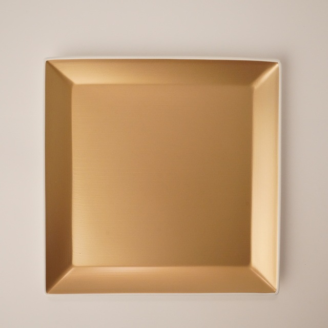 越前塗　スクウェアプレートＬ　シャンパンゴールド