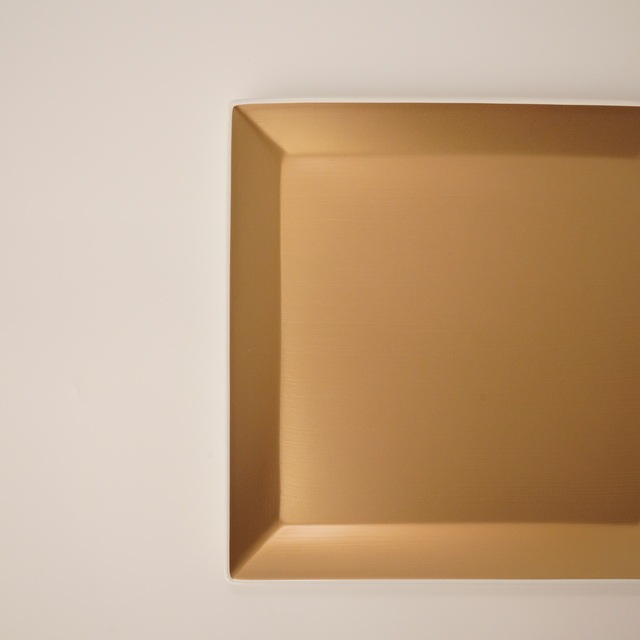 越前塗　スクウェアプレートＬ　シャンパンゴールド