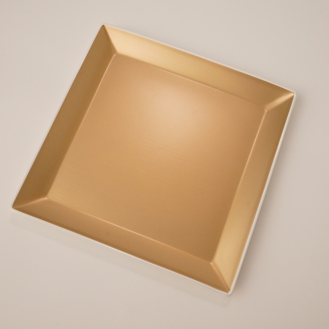 越前塗　スクウェアプレートＬ　シャンパンゴールド